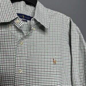 Ralph Lauren Men's XL Button Down Shirt Green Black Gingham Check Flesh Pony